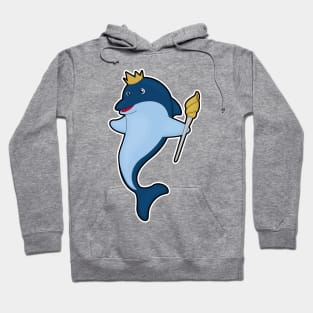 Dolphin as King with Staff & Crown Hoodie